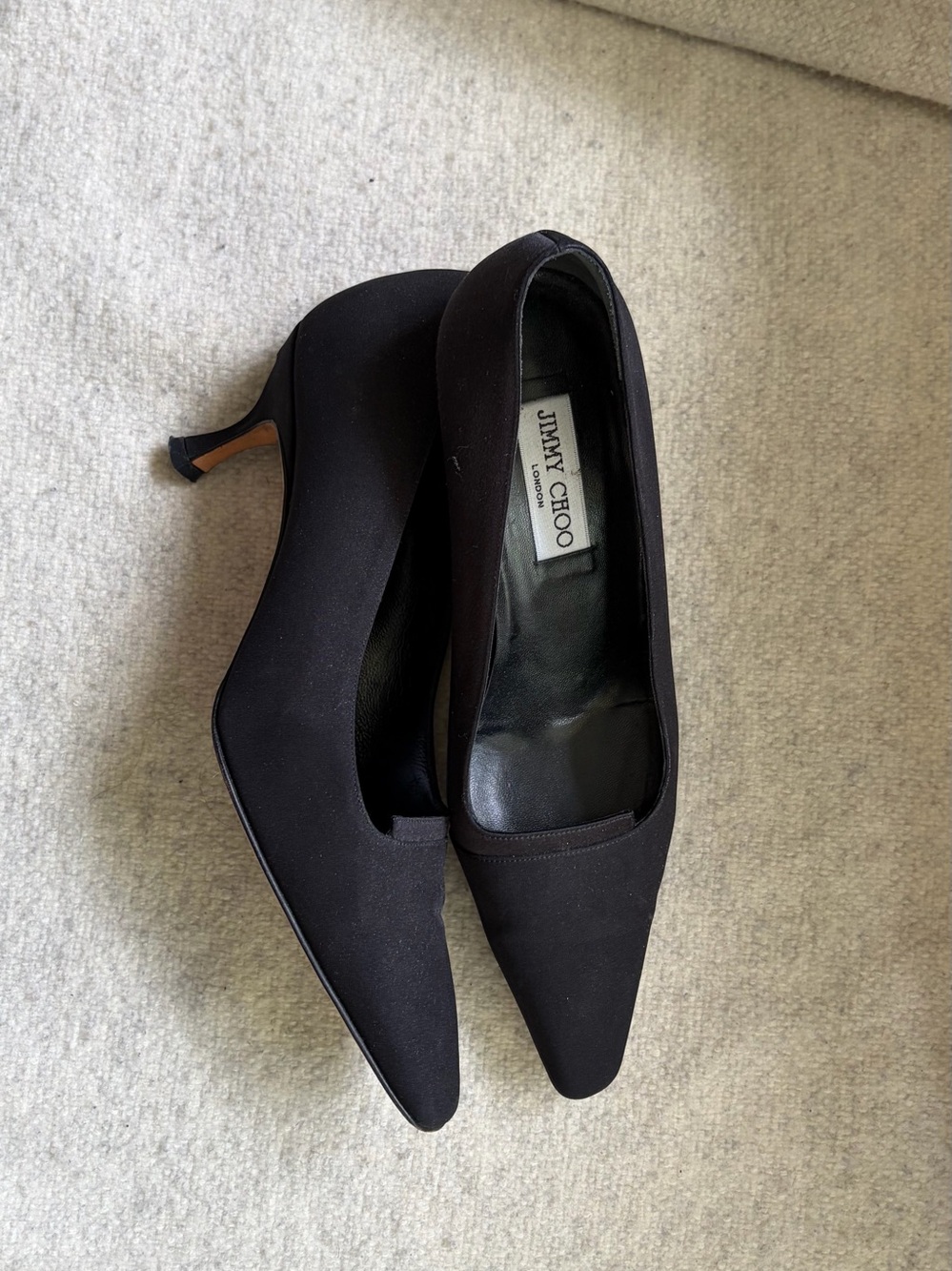 Jimmy Choo Black Pointed-Toe Mid Kitten Heel Pumps